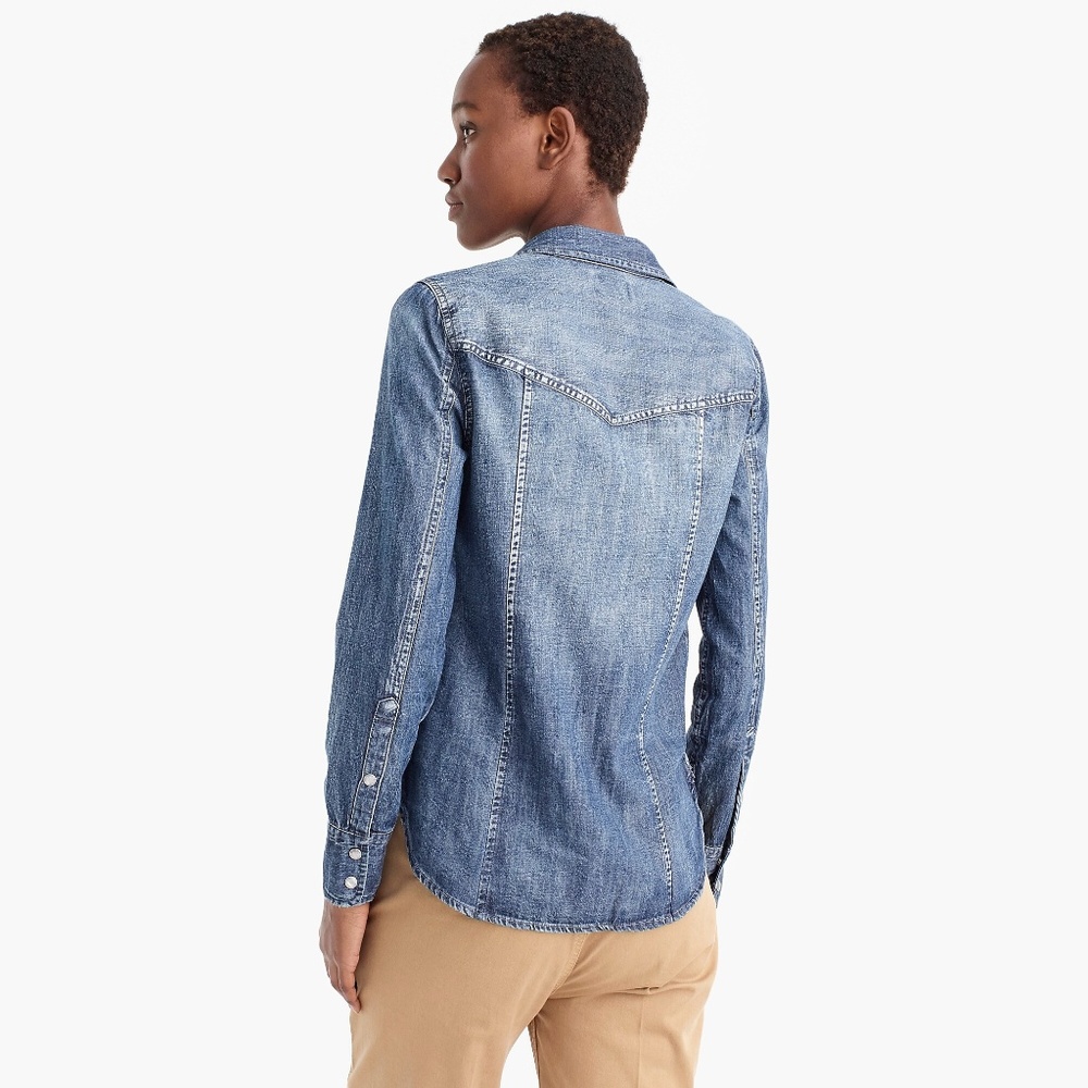 J.Crew western chambray shirt in vintage indigo 8 - Picture 3 of 6